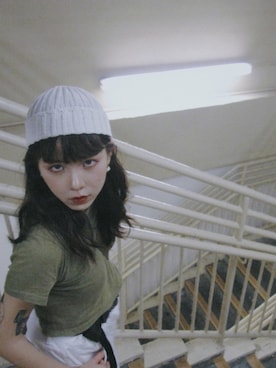 「通勤穿搭」｜「アイテム（ハンチング/ベレー帽）」を使った、ユカ⁽⁽ଘ( ˊᵕˋ )ଓ⁾⁾さん（レディース・153cm）の夏コーディネート