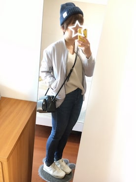 「COQULE（コクレ）のアイテム（ブルゾン）」を使った、つなこさん（レディース・157cm）の冬コーディネート