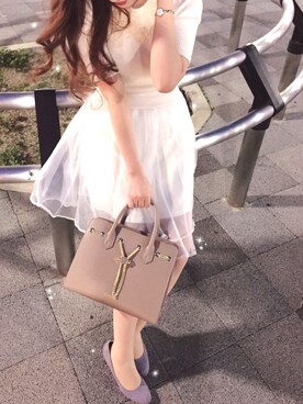 「Carlie e felice（カーリーエフェリーチェ）のアイテム（シューズ）」を使った、kaoriさん（レディース・157cm）の春コーディネート