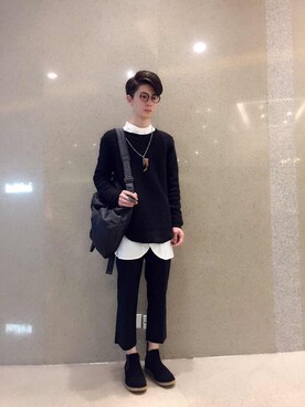 「initial（イニシャル）のアイテム（トップス）」を使った、小飞さん（メンズ・176cm）の冬コーディネート