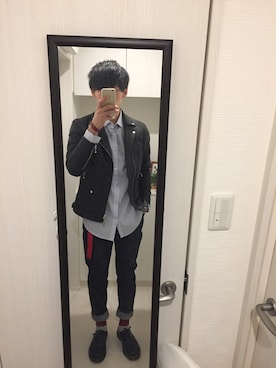 「アイテム（バングル/リストバンド）」を使った、HJさん（メンズ・175cm・20代）の冬コーディネート