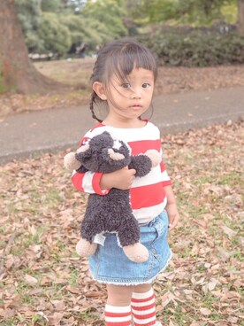 「アイテム（スカート）」を使った、marieさん（キッズ・80cm）の秋コーディネート