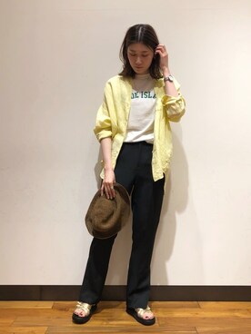 「アイテム（サンダル、ゴールド系）」を使った、サ トさん（レディース・166cm）の春コーディネート