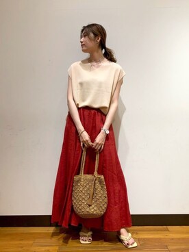 「RODE SKO（ロデスコ）のMARIA タッセルペーパーショルダー（ショルダーバッグ）」を使った、サ トさん（レディース・166cm）の夏コーディネート