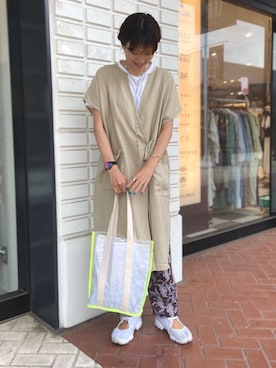 「ameme（アメメ）のアイテム」を使った、MOMOさん（レディース・170cm）の夏コーディネート