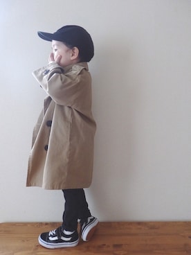 「アイテム（トレンチコート）」を使った、minato さん（キッズ・90cm）の冬コーディネート