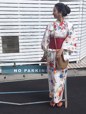 「STYLENANDA（スタイルナンダ）のアイテム（ショルダーバッグ、ブラウン系）」を使った、a k a n eさん（レディース・167cm）の夏コーディネート