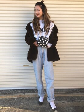 「ZARA（ザラ）のアイテム（その他アウター、ブラウン系）」を使った、a k a n eさん（レディース・167cm）の冬コーディネート