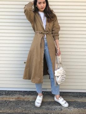 「ZARA（ザラ）のアイテム（その他アウター、ブラウン系）」を使った、a k a n eさん（レディース・167cm）の春コーディネート