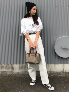「CLANE（クラネ）のアイテム（チノパンツ）」を使った、a k a n eさん（レディース・167cm）の秋コーディネート