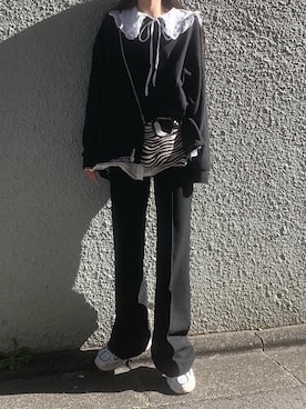 「ZARA（ザラ）のアイテム（パンツ、ブラック系）」を使った、a k a n eさん（レディース・167cm）の冬コーディネート