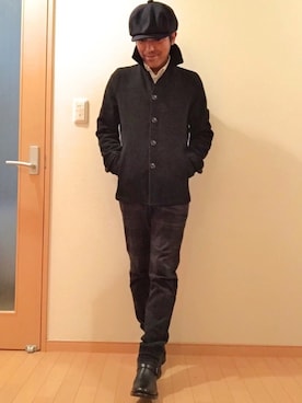 「秋」｜「アイテム（ピーコート）」を使った、naoさん（メンズ・165cm）の秋コーディネート