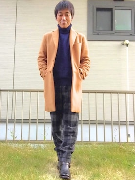 「SHIPS JET BLUE（シップスジェットブルー）のアイテム（チェスターコート）」を使った、naoさん（メンズ・165cm）の秋コーディネート