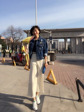 「Mo&Co.（モーアンドコー）のアイテム（チノパンツ）」を使った、我在这里出不去さん（レディース・164cm）の夏コーディネート