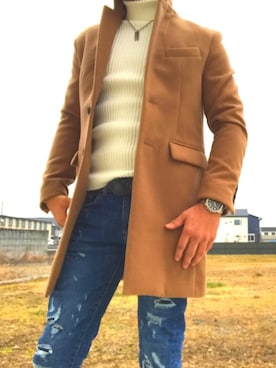 「フユコーデ」｜「アイテム（ダッフルコート）」を使った、JKYさん（メンズ・165cm）の冬コーディネート