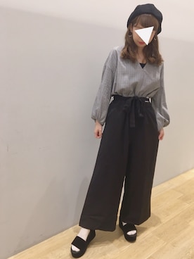 「グレンチェック」｜「アイテム（ハンチング/ベレー帽）」を使った、kさん（レディース・154cm）の秋コーディネート
