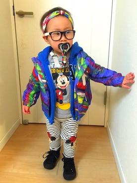 「GAP（ギャップ）のアイテム（ナイロンジャケット）」を使った、egomamaさん（キッズ・90cm）の春コーディネート