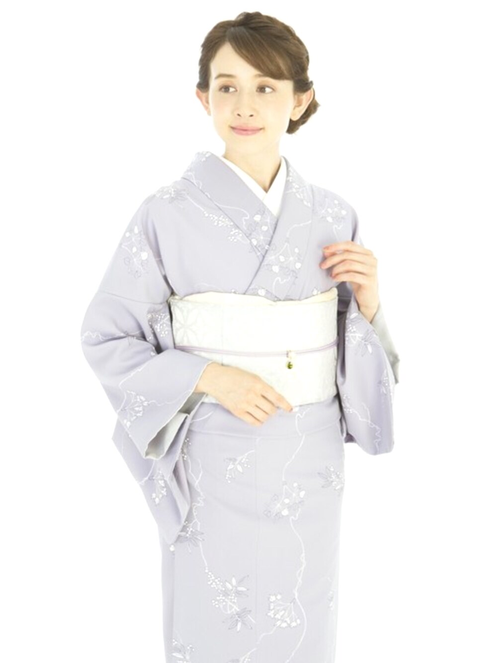「着物、冬コーデ、シンプル、パープル、オトナ女子、きもの遊び.net、帯留め、着物コーデ、着物女子、淡色コーデ」｜「きもの遊び.netのプレタきもの（浴衣、パープル系）」を使った、きもの遊び.netさん（レディース・166cm）の冬コーディネートの1枚目の写真