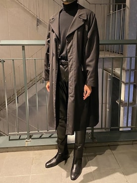 「UNIQLO（ユニクロ）のエクストラファインメリノリブタートルネックセーター（長袖）（ニット/セーター）」を使った、ぬまさん（メンズ・183cm）の冬コーディネート