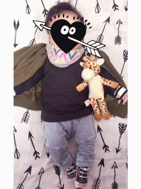 「COMME CA ISM（コムサイズム）のアイテム（ブルゾン）」を使った、ＪＯ⋆͛*͛ ͙͛さん（キッズ・70cm）の冬コーディネート