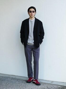 O オーのスラックス グレー 灰色系 コーディネート Zozotown