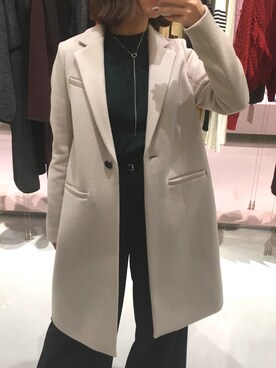 「STUDIOUS（ステュディオス）のアイテム（チェスターコート）」を使った、こやえりさん（レディース・155cm）の秋コーディネート