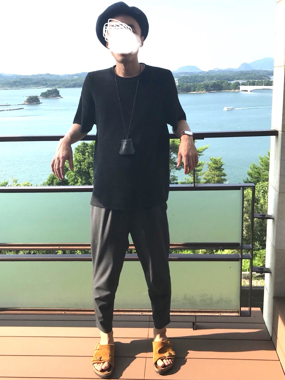 「DECHOのアイテム（ハンチング/ベレー帽、ブルー系）」を使った、3106さん（メンズ・170cm）の夏コーディネートの1枚目の写真