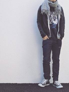 「CONVERSE（コンバース）のconverse コンバース ALL STAR HI オールスター ハイ 3206 BLACK(US)（スニーカー）」を使った、nfmstさん（メンズ・178cm・30代）の秋コーディネート