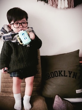 「タータンチェック」｜P×Kさん（キッズ・80cm）の冬コーディネート