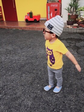 「e.a.B（エーアーベー）のアイテム（帽子）」を使った、P×Kさん（キッズ・80cm）の夏コーディネート