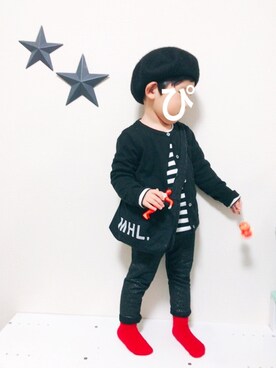「クルーネックニット」｜「アイテム（その他）」を使った、P×Kさん（キッズ・90cm）の冬コーディネート