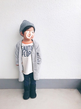 「RAD CUSTOM（ラッドカスタム）のアイテム（帽子）」を使った、P×Kさん（キッズ・90cm）の冬コーディネート