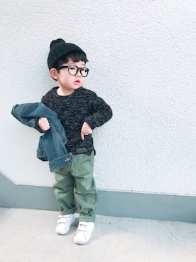 「EDWIN（エドウィン）のアイテム（デニムジャケット）」を使った、P×Kさん（キッズ・90cm）の冬コーディネート