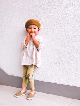 「ドルマンスリーブ」｜「アイテム（スリッポン）」を使った、P×Kさん（キッズ・90cm）の秋コーディネート