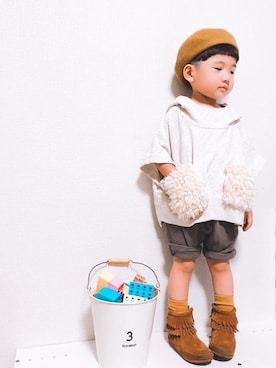 「もけもけ」｜「アイテム（ブーツ）」を使った、P×Kさん（キッズ・90cm）の秋コーディネート