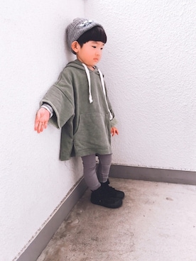 「RAD CUSTOM（ラッドカスタム）のアイテム（帽子）」を使った、P×Kさん（キッズ・90cm）の秋コーディネート