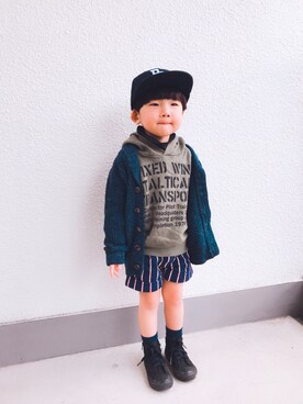 「レイヤードstyle」｜P×Kさん（キッズ・90cm）の冬コーディネート