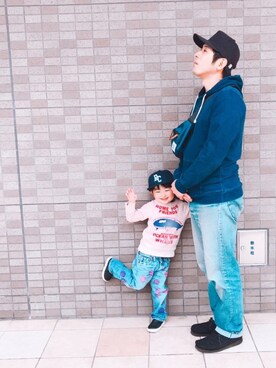 「父と息子」｜P×Kさん（キッズ・90cm）の春コーディネート