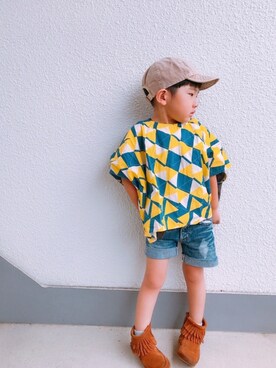 「frankygrow（フランキーグロウ）のアイテム（シャツ/ブラウス）」を使った、P×Kさん（キッズ・100cm）の夏コーディネート