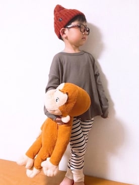 「スウエットパンツ」｜「アイテム（ニットキャップ/ビーニー）」を使った、P×Kさん（キッズ・100cm）の冬コーディネート