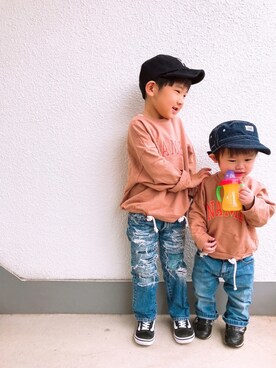 「スウエット」｜「アイテム（セットアップ）」を使った、P×Kさん（キッズ・100cm）の春コーディネート