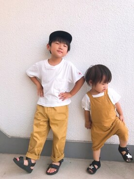 「シミラールック」｜「アイテム（オールインワン・サロペット）」を使った、P×Kさん（キッズ・100cm）の夏コーディネート