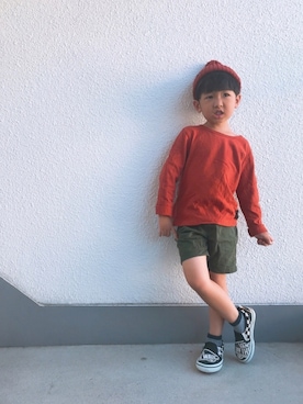 「ZERO standerd（ゼロスタンダード）のアイテム（トップス）」を使った、P×Kさん（キッズ・100cm）の秋コーディネート