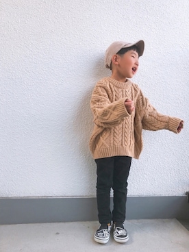 「エリート一重くん」｜P×Kさん（キッズ・110cm）の秋コーディネート