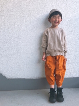 「devirock（デビロック）のアイテム（ニットキャップ/ビーニー）」を使った、P×Kさん（キッズ・110cm）の秋コーディネート