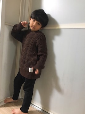 「エリート一重くん」｜P×Kさん（キッズ・110cm）の冬コーディネート