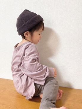 「スウエットパンツ」｜「アイテム（ニットキャップ/ビーニー）」を使った、P×Kさん（キッズ・80cm）の冬コーディネート