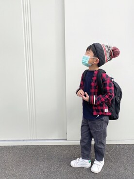 「エリート一重くん」｜P×Kさん（キッズ・110cm）の冬コーディネート