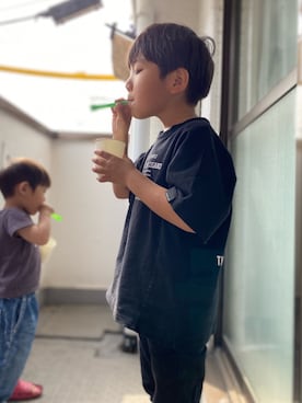 「RAT EFFECT（ラットエフェクト）のアイテム（トップス）」を使った、P×Kさん（キッズ・110cm）の春コーディネート