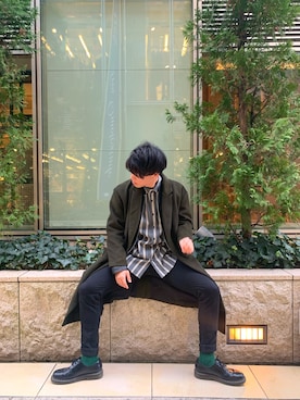 「GU（ジーユー）の（GU）スキニーフィットジーンズ（MEN ⁄ ジーンズ）」を使った、sighさん（メンズ・173cm）の冬コーディネート